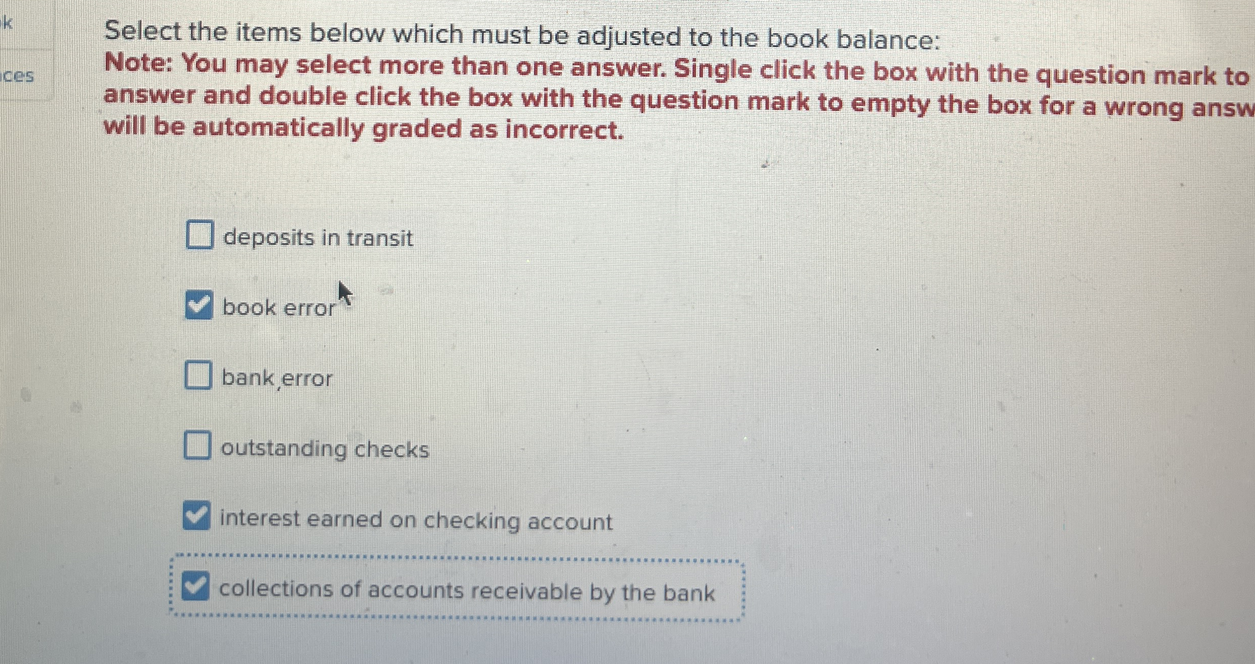 Select the items below which must be adjusted to
