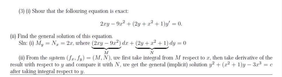 ( 3 ) ( i ) Show that the following equation is