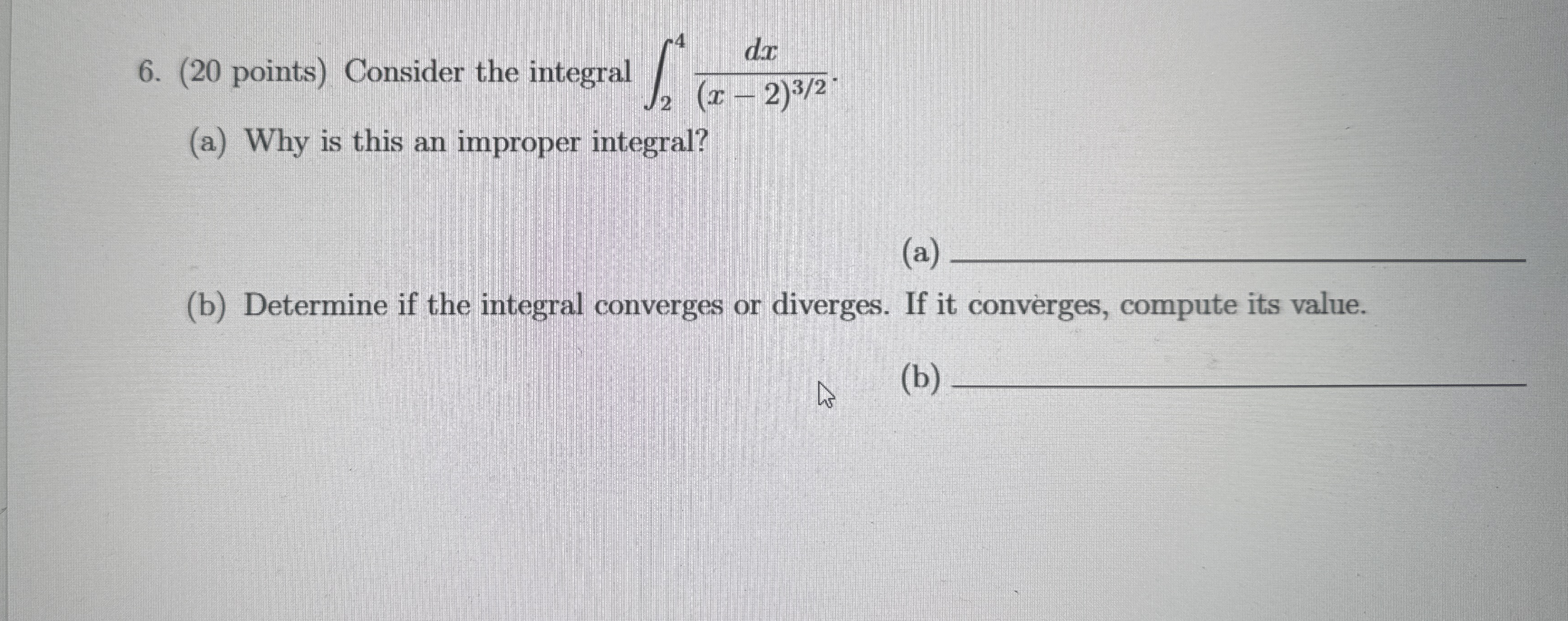 ( 2 0 points ) Consider the integral 2 4 d x ( x