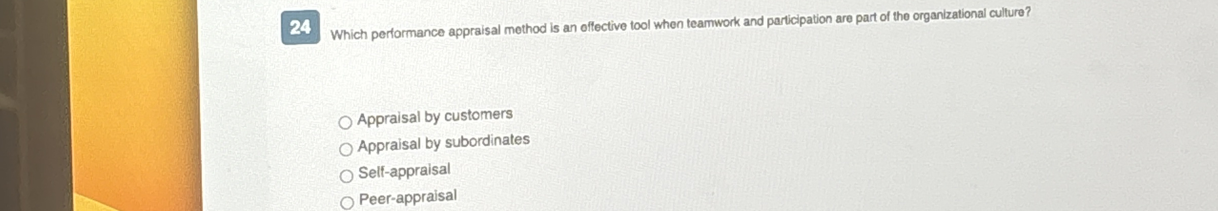 Which performance appraisal method is an