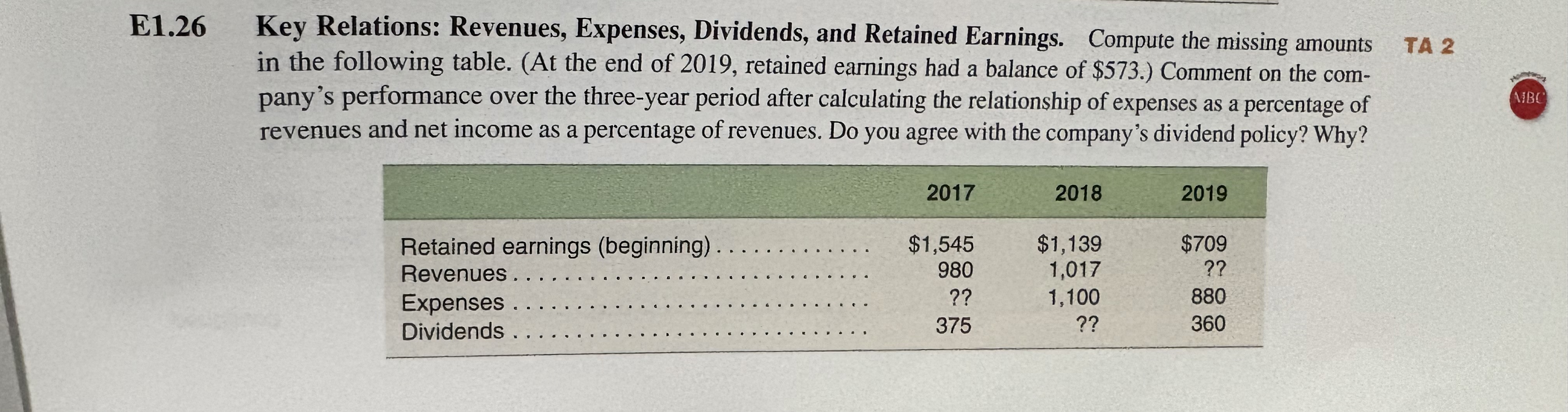 Accounting for management E 1 . 2 6 Key