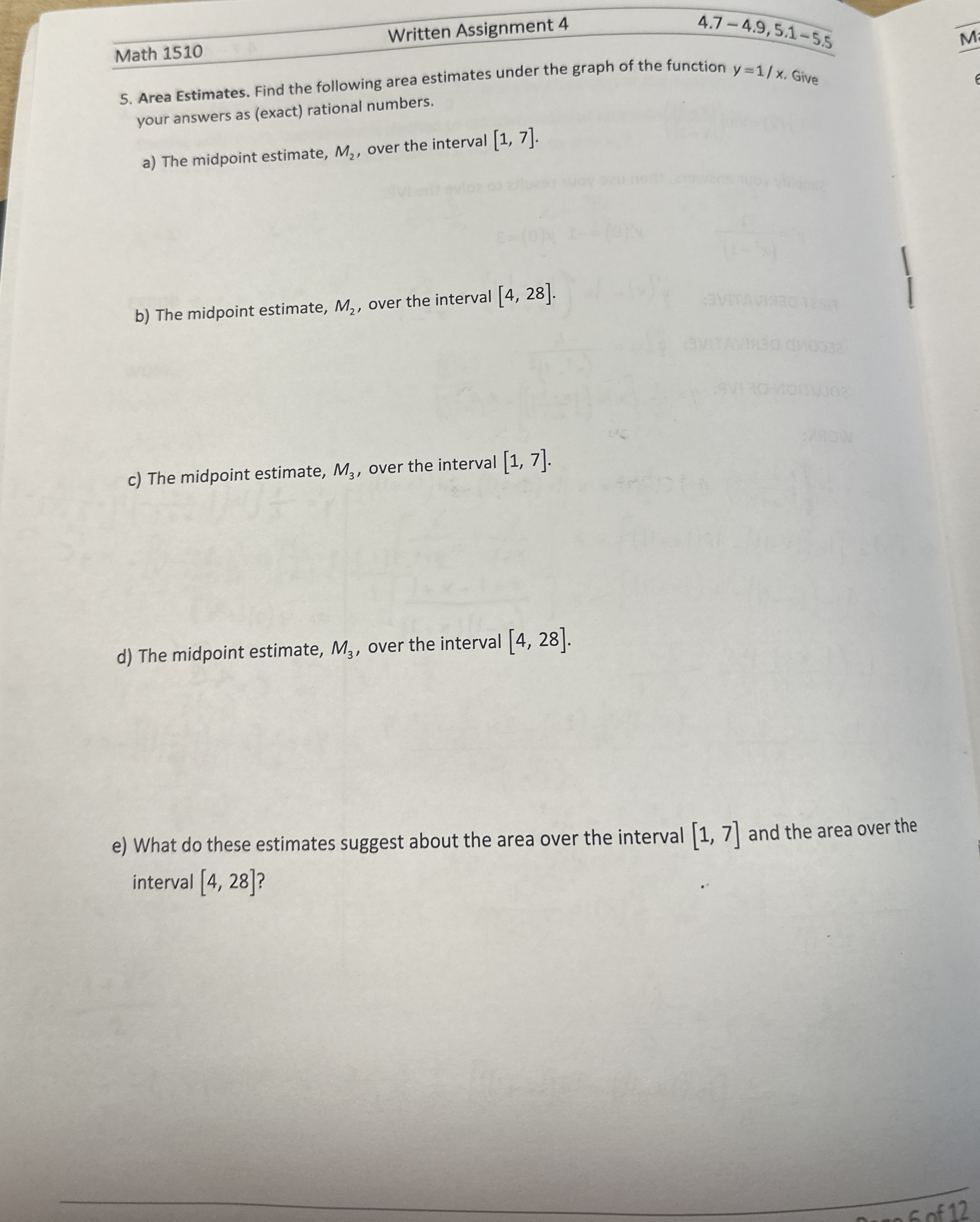 Math 1 5 1 0 Written Assignment 4 4 . 7 - 4 . 9 ,