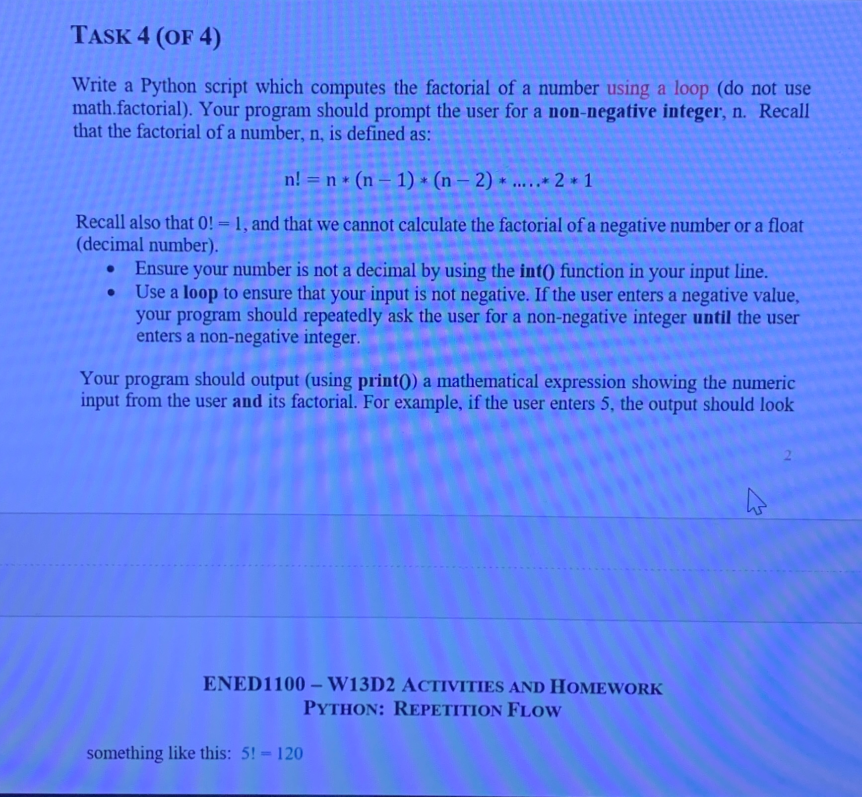 TASK 4 ( OF 4 ) Write a Python script which