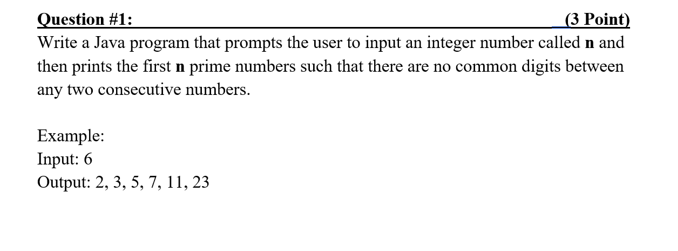 NOTE: Please without using sets Write a Java