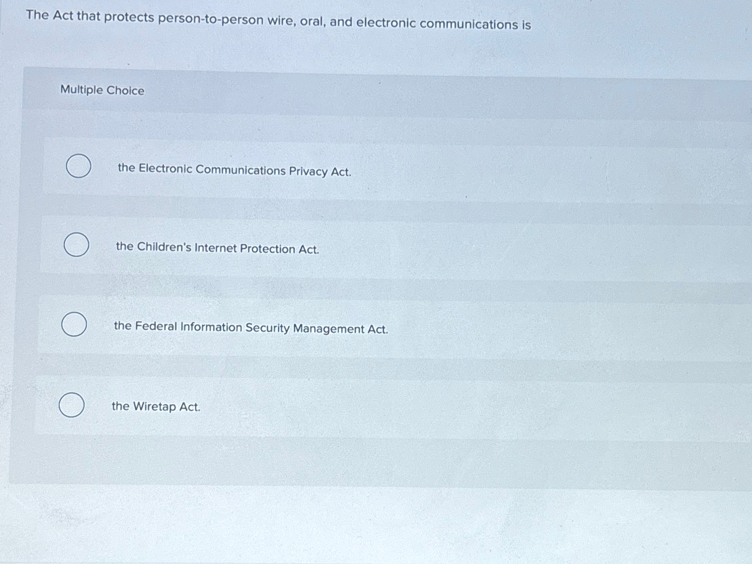 The Act that protects person - to - person wire,