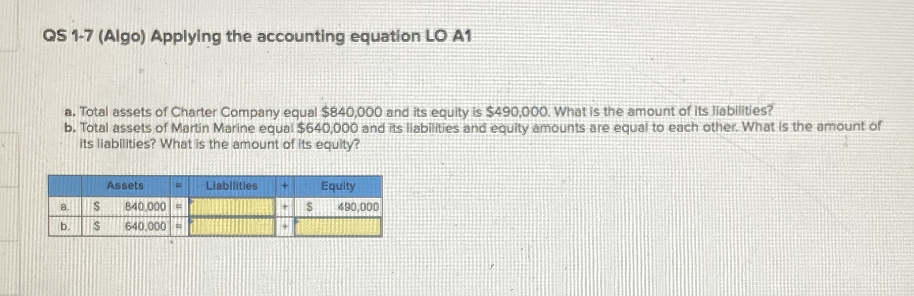 QS 1 - 7 ( Algo ) Applying the accounting