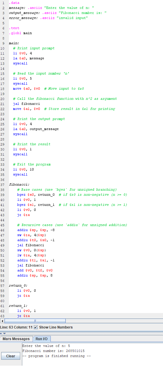 why does my code always ouput the fibonacci