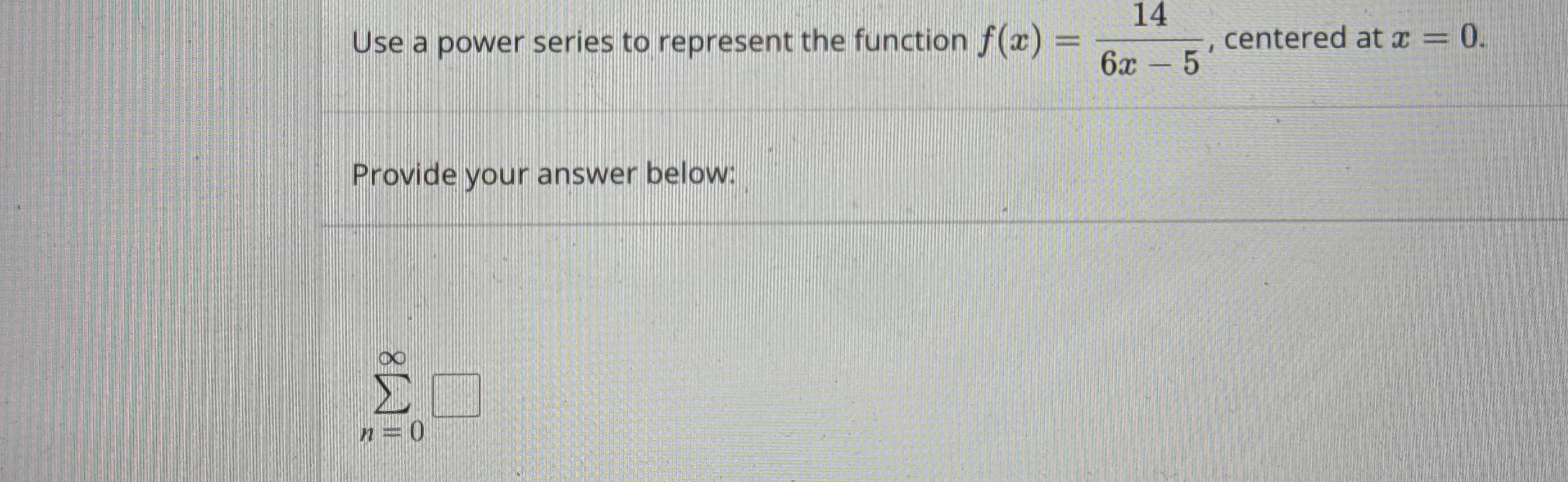 Use a power series to represent the function f (