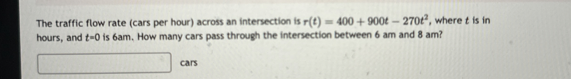 The traffic flow rate ( cars per hour ) across an