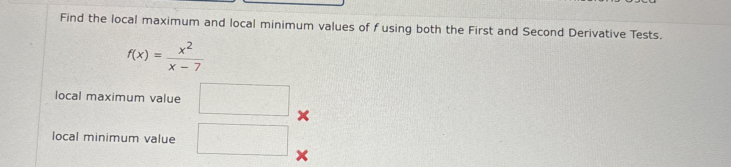 Find the local maximum and local minimum values