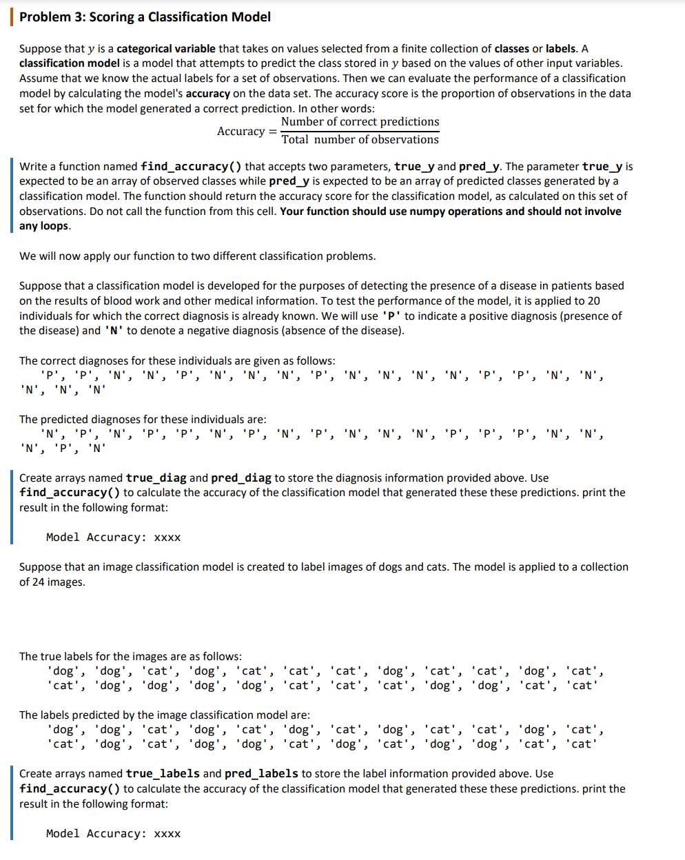 Python: Problem 3 : Scoring a Classification Model