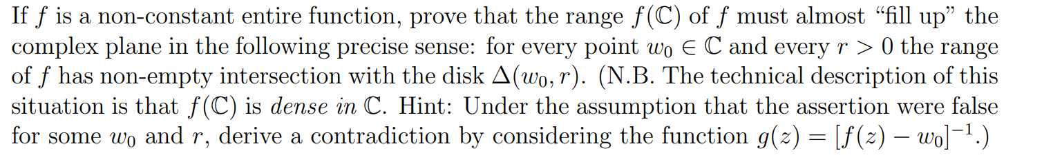 If f is a non - constant entire function, prove