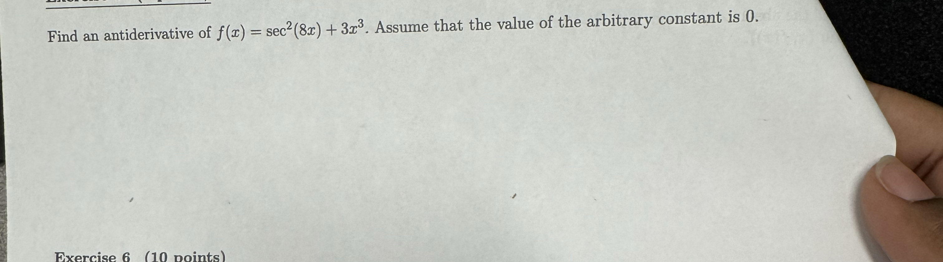 Find an antiderivative of f ( x ) = s e c 2 ( 8 x