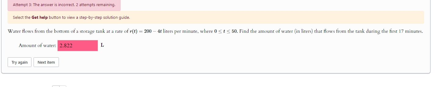 Attempt 3 : The answer is incorrect. 2 attempts