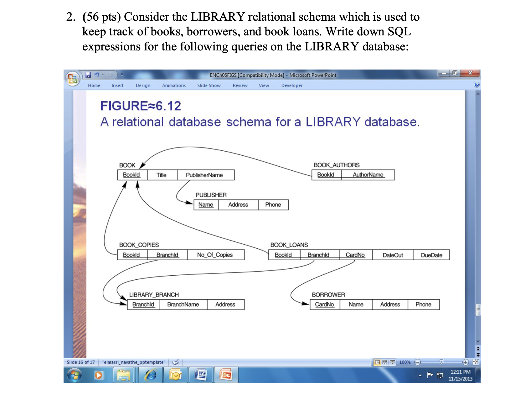 Consider the LIBRARY elational schema which is
