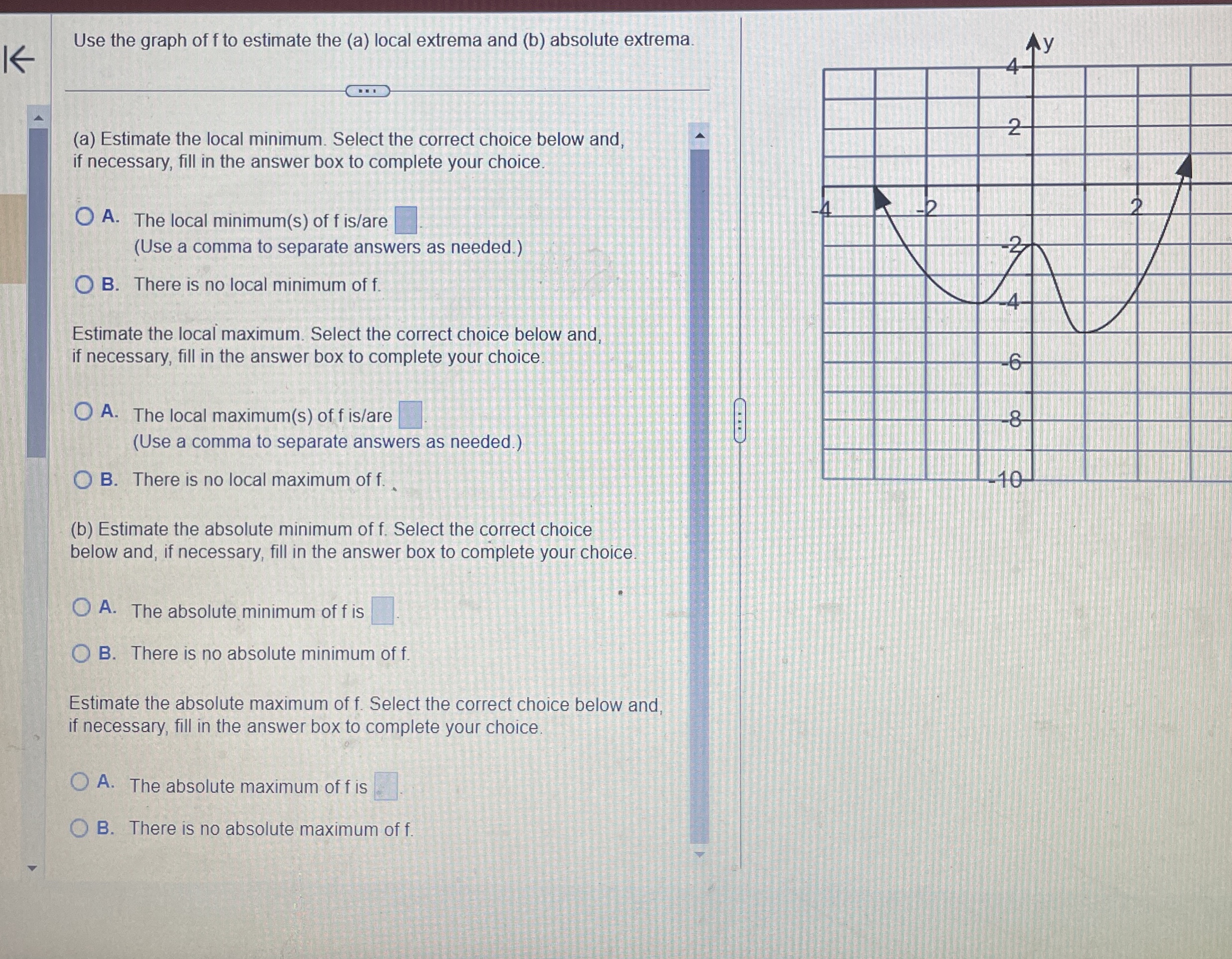 Use the graph of f to estimate the ( a ) local