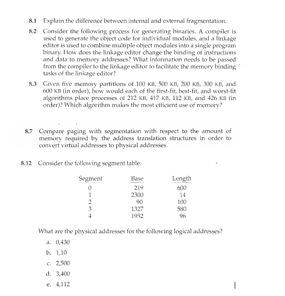 8 . 1 Explain the difference between internal and