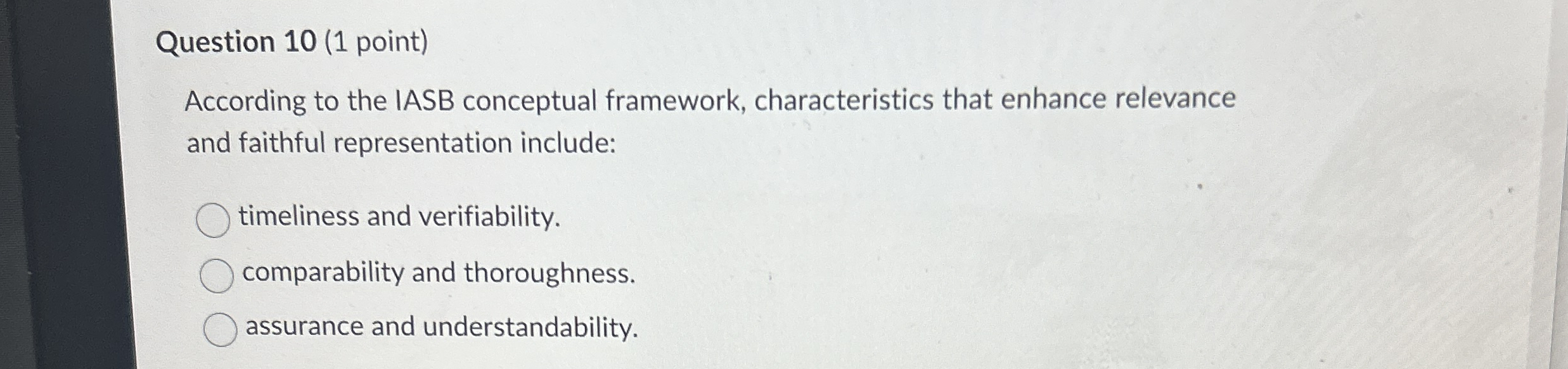 Question 1 0 ( 1 point ) According to the IASB