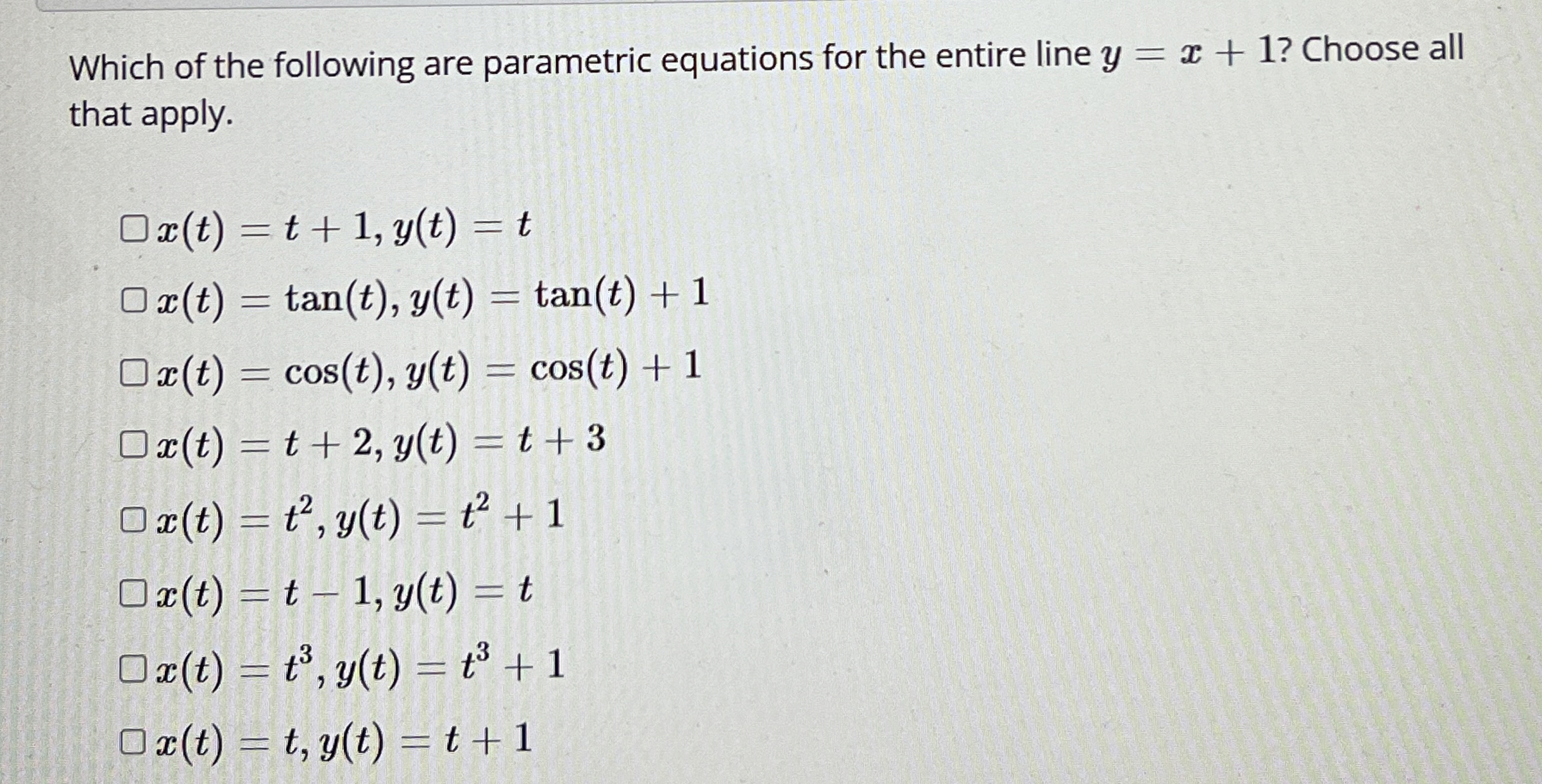 Which of the following are parametric equations