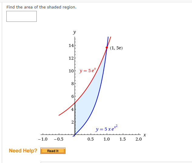 Find the area of the shaded region. Need Help?
