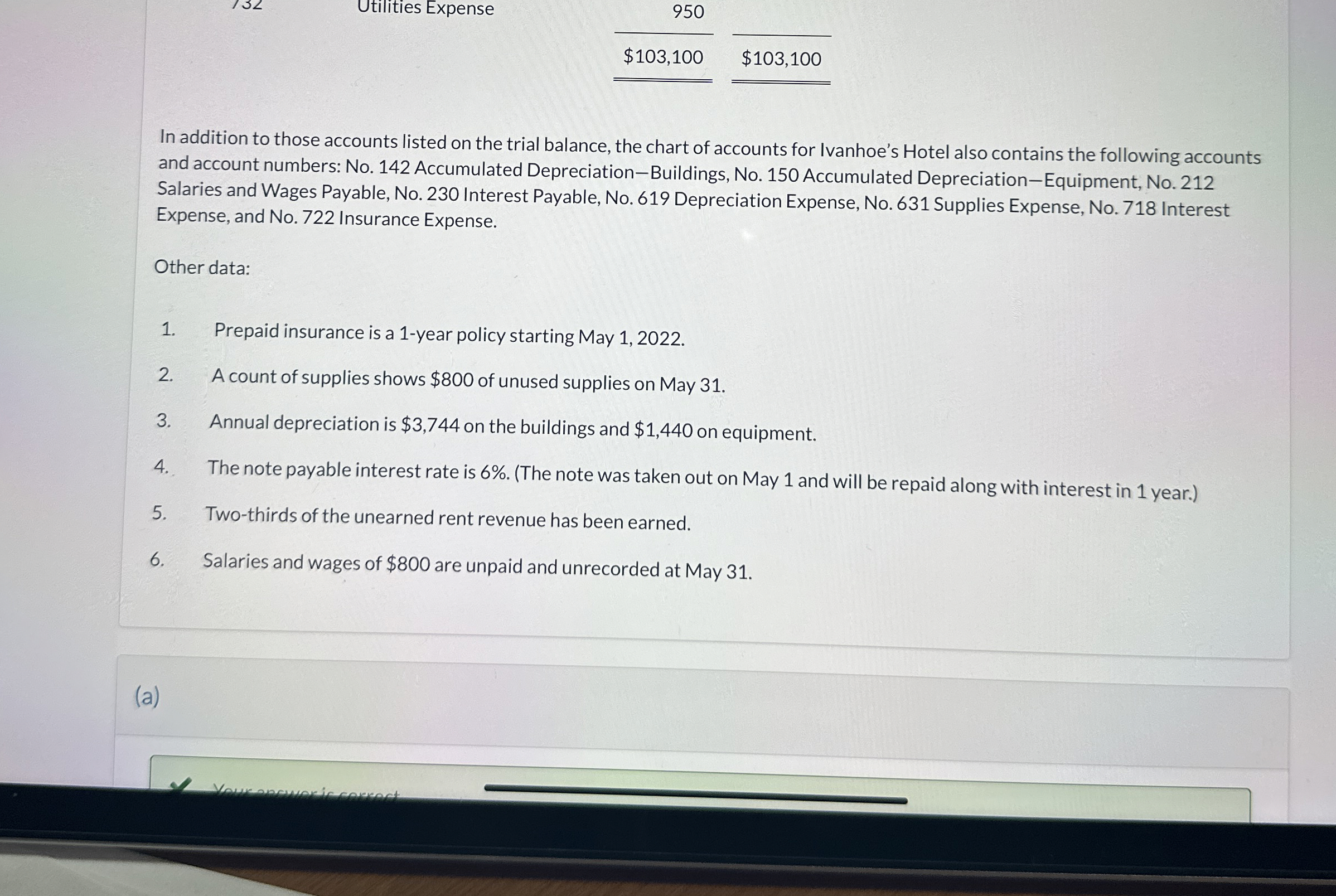 Steps for Utilities Expense 9 5 0 ( $ 1 0 3 , 1 0