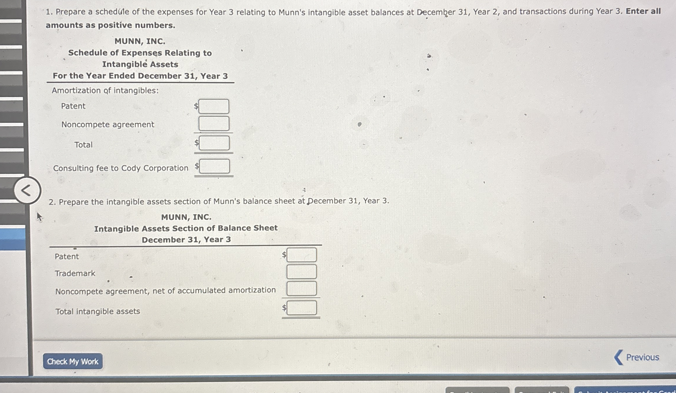 Prepare a schedule of the expenses for Year 3