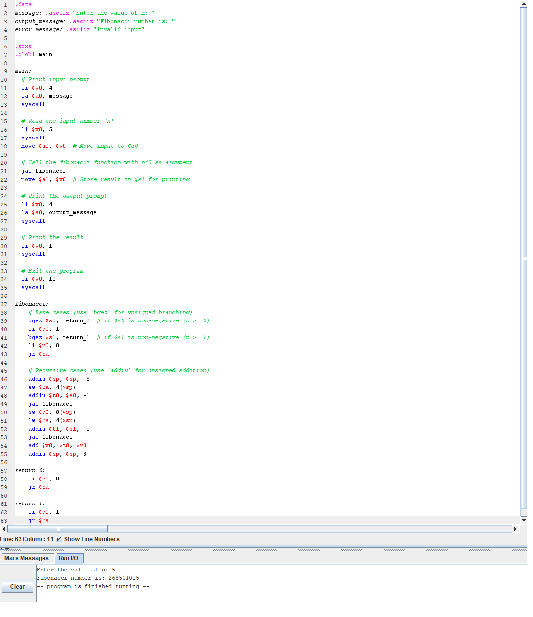 why does my code always ouput the fibonacci