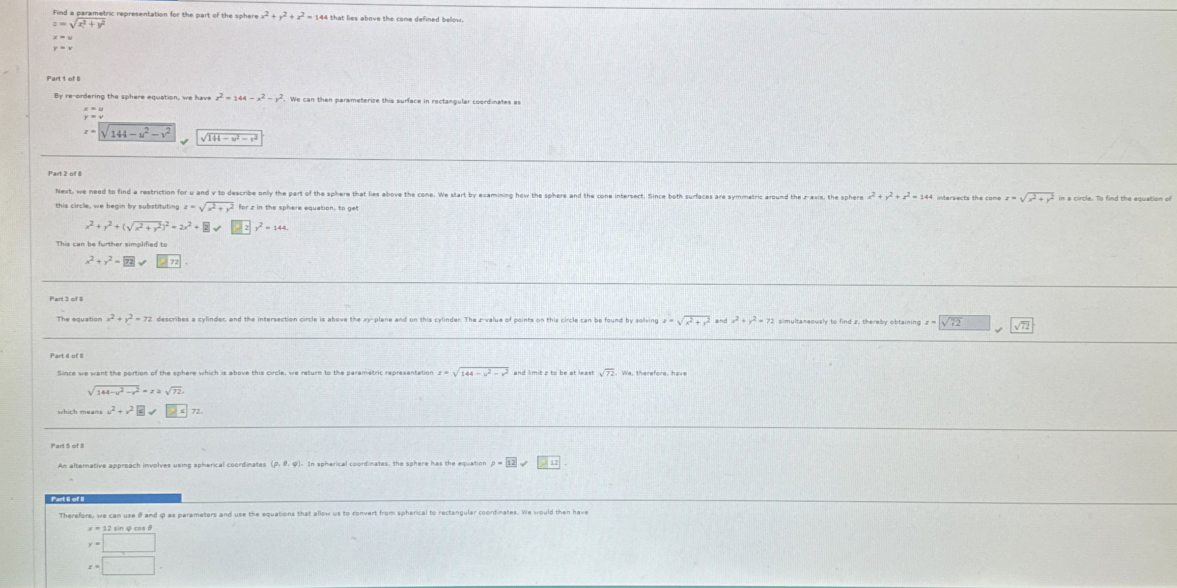 Part 3 of 8 Part 4 of 8 Since we want the portion