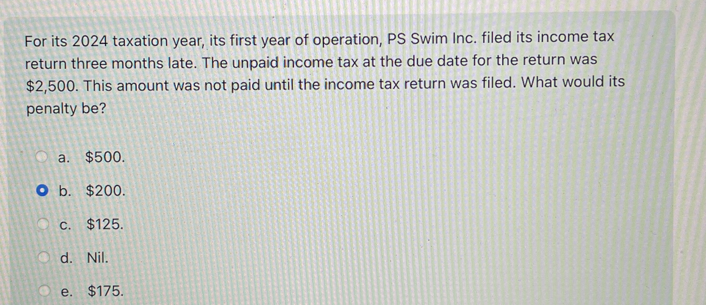 For its 2 0 2 4 taxation year, its first year of