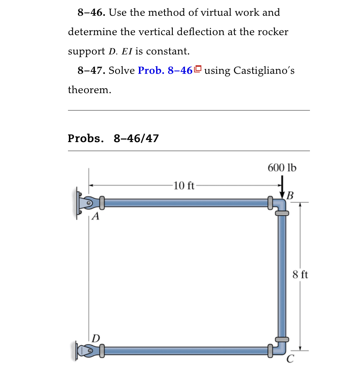 8 - 4 6 . Use the method of virtual work and
