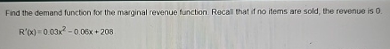 Find the demand function for the marginal revenue