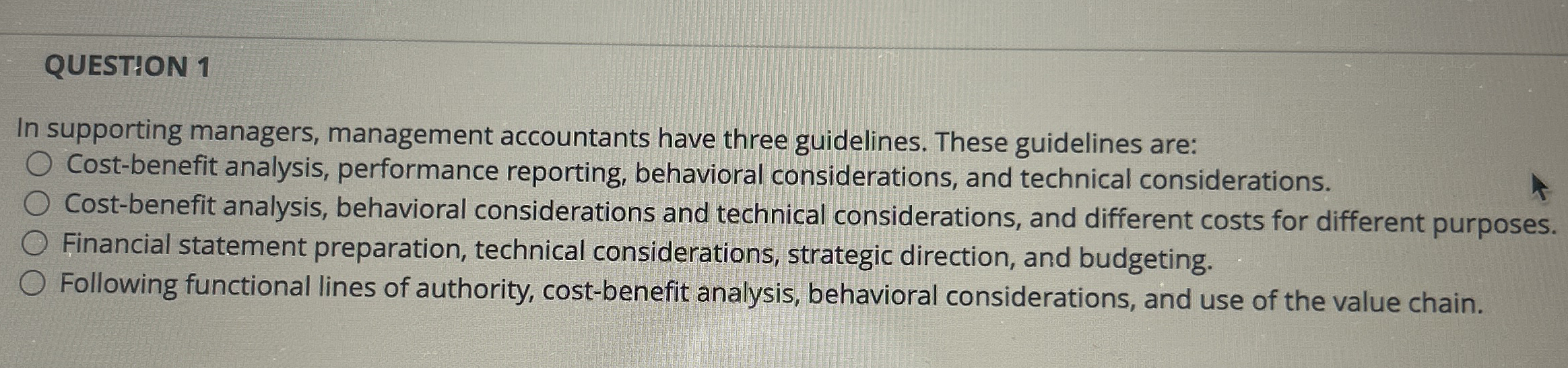 QUESTION 1 In supporting managers, management