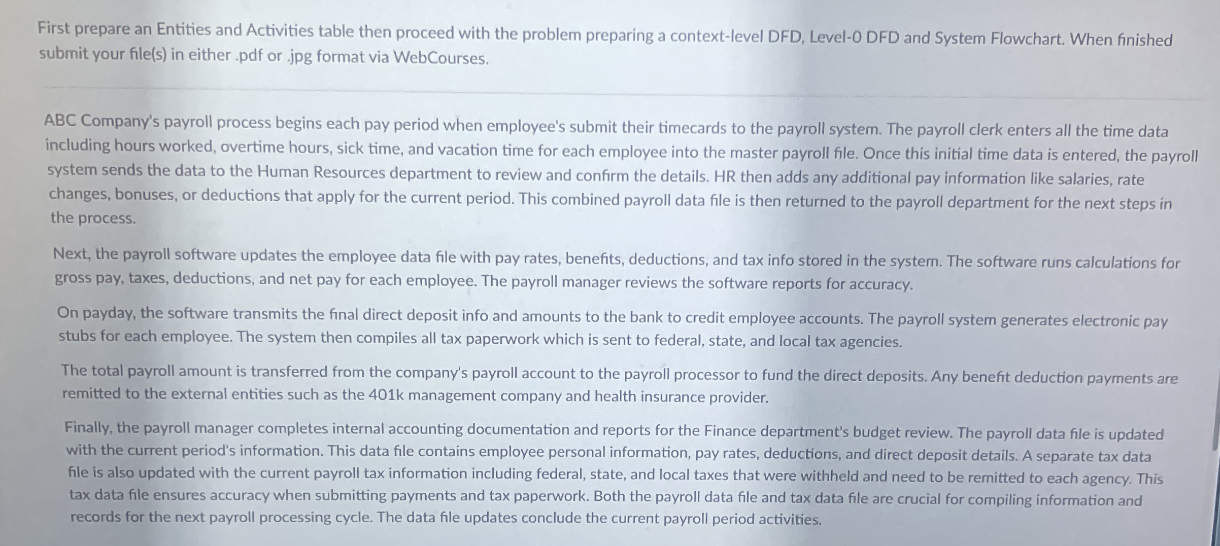First prepare an Entities and Activities table