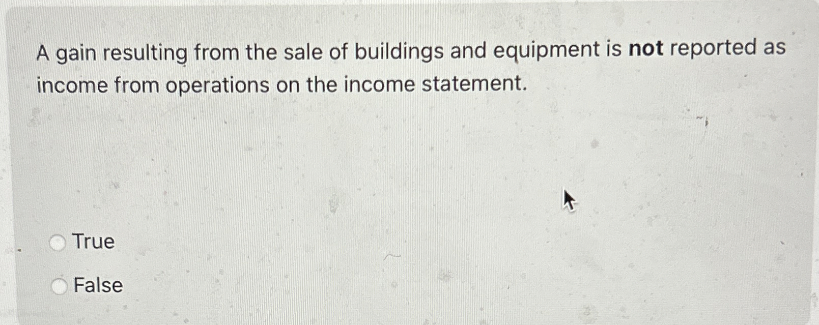 A gain resulting from the sale of buildings and
