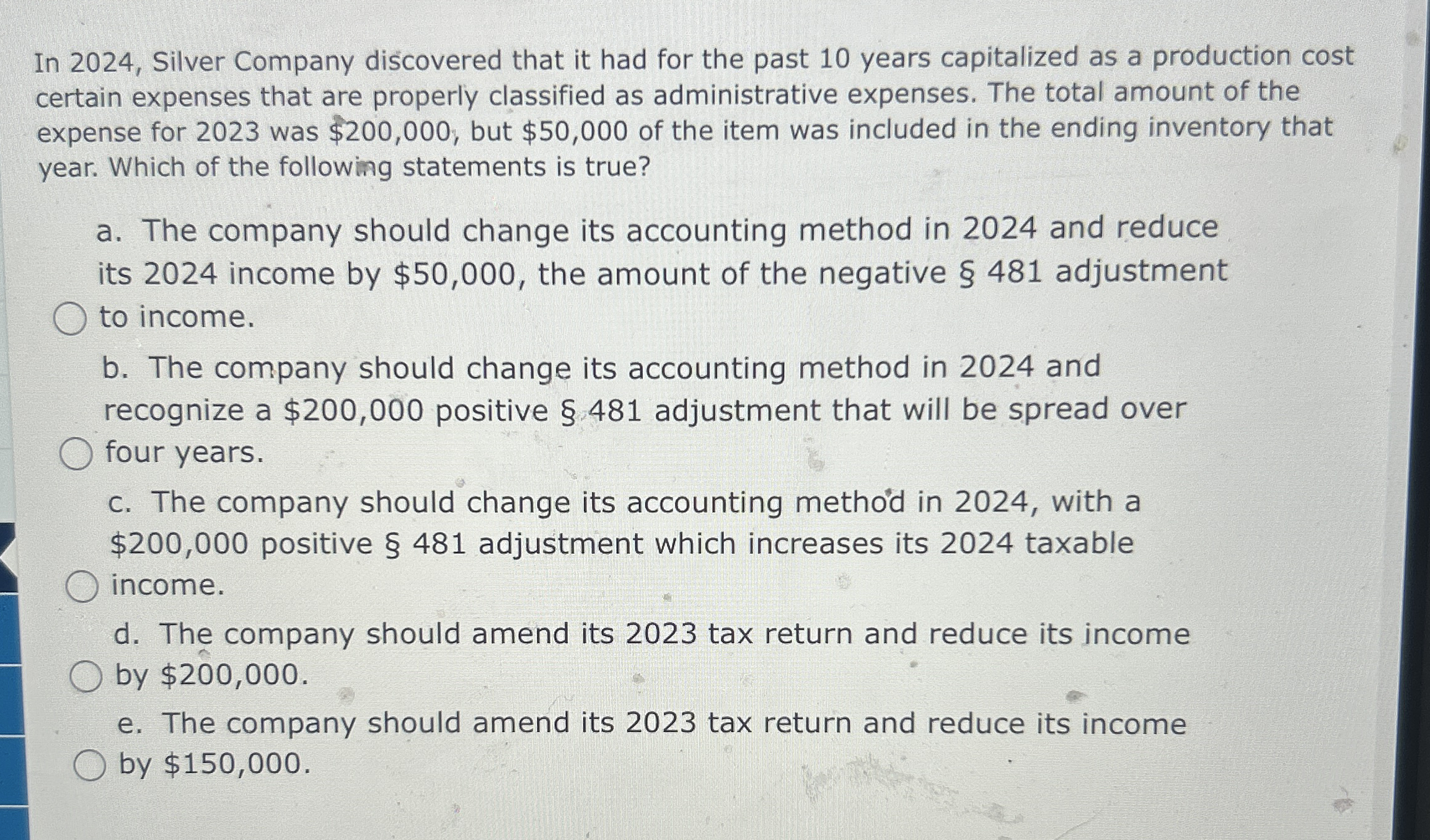 In 2 0 2 4 , Silver Company discovered that it