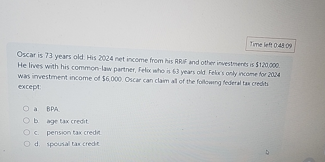 Time left 0 : 4 8 : 0 9 Oscar is 7 3 years old: