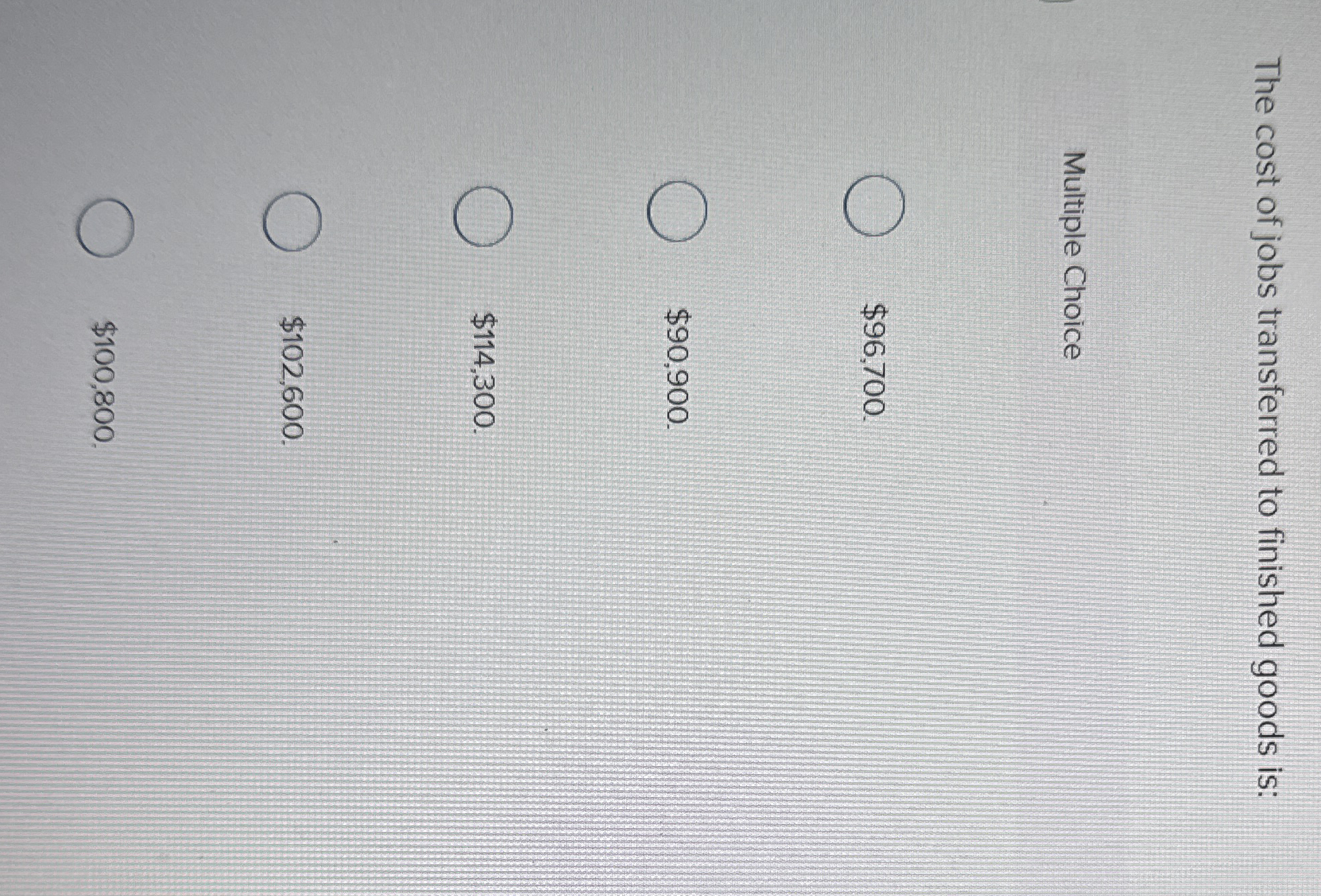 The cost of jobs transferred to finished goods