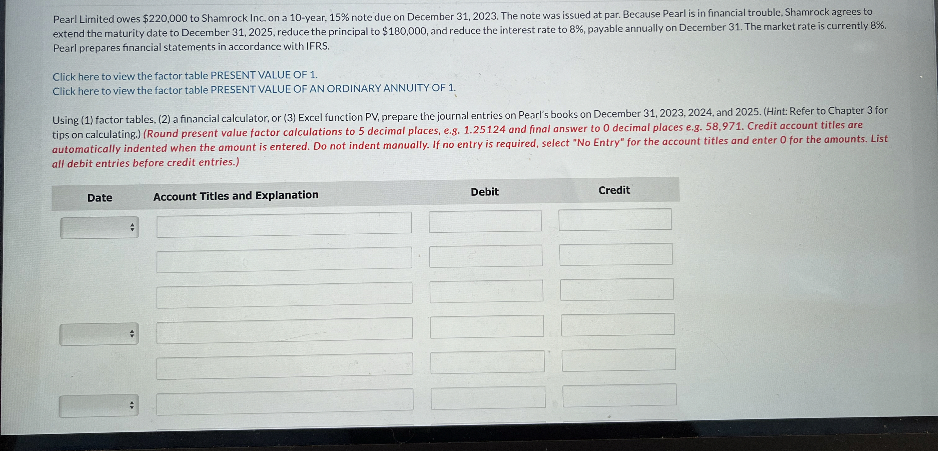 Pearl Limited owes $ 2 2 0 , 0 0 0 to Shamrock