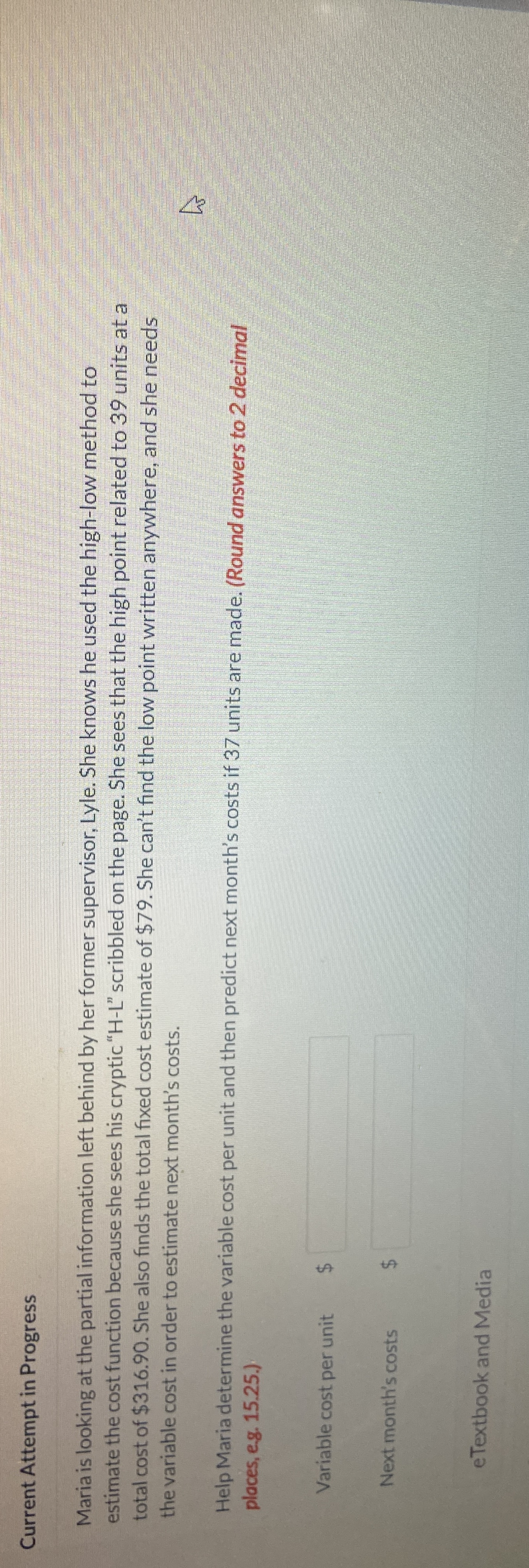 Maria is looking at the partial information left