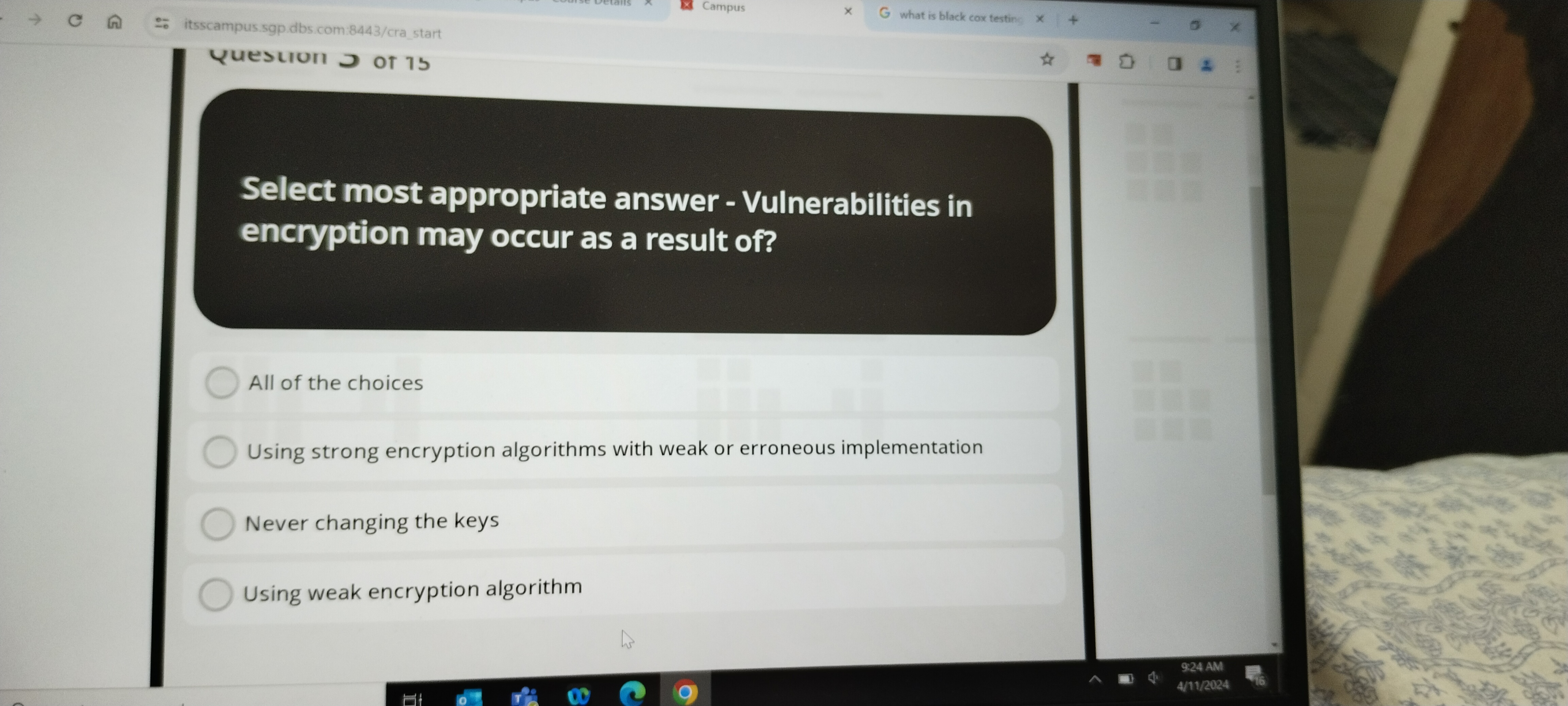 Select most appropriate answer - Vulnerabilities