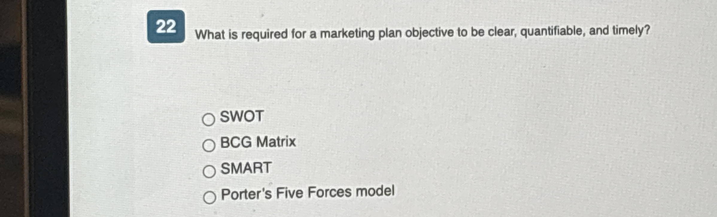 What is required for a marketing plan objective