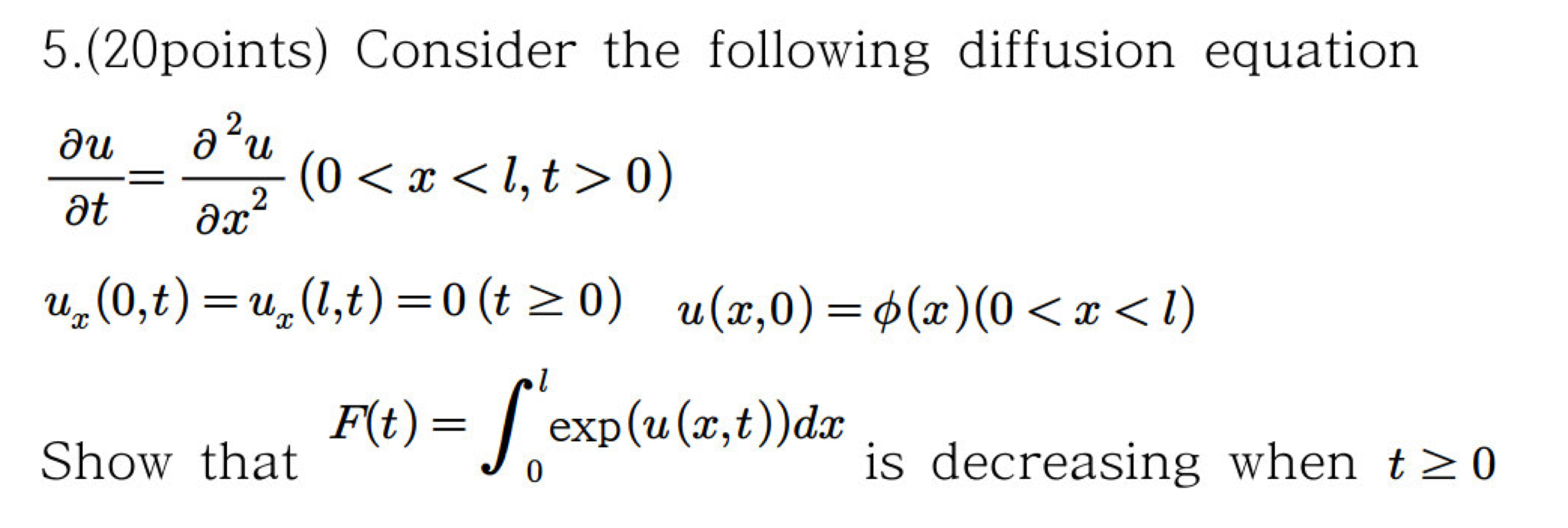 5 . ( 2 0 points ) Consider the following
