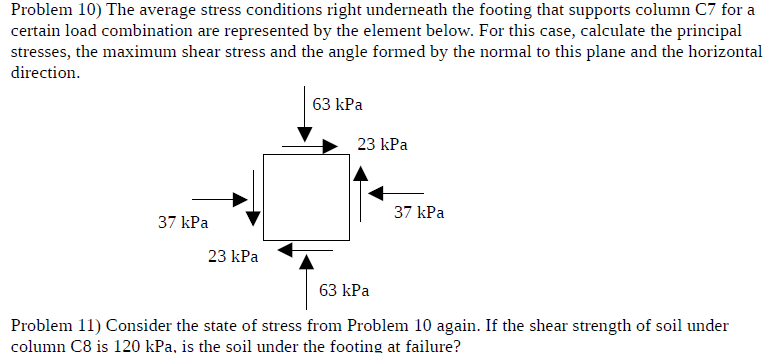 Problem 1 0 ) The average stress conditions right