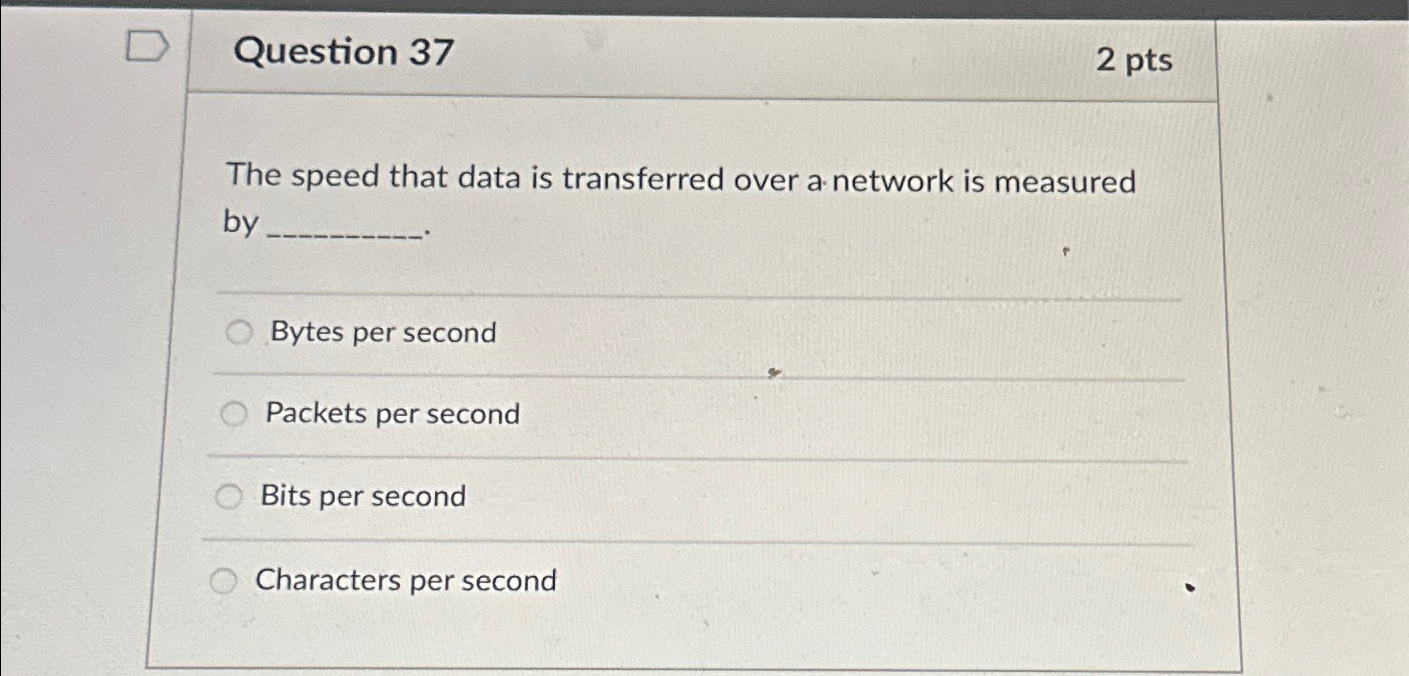 Question 3 7 2 pts The speed that data is