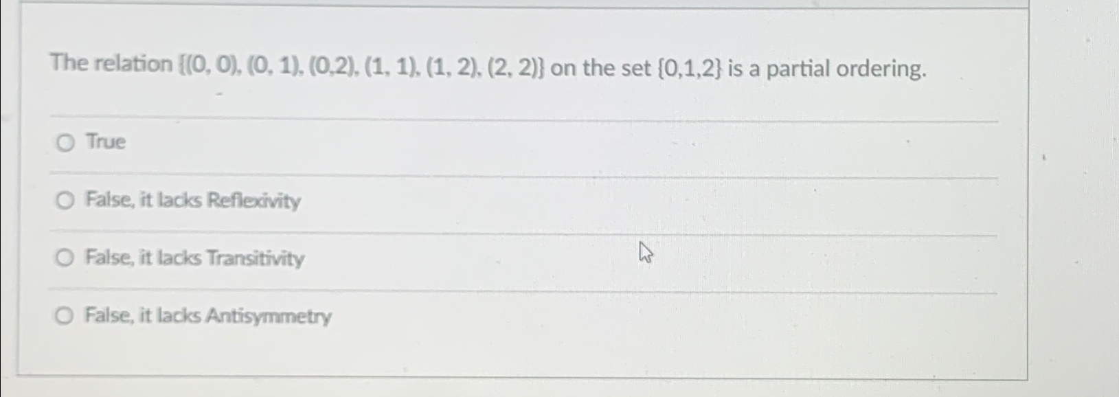 The relation { ( 0 , 0 ) , ( 0 , 1 ) , ( 0 , 2 )