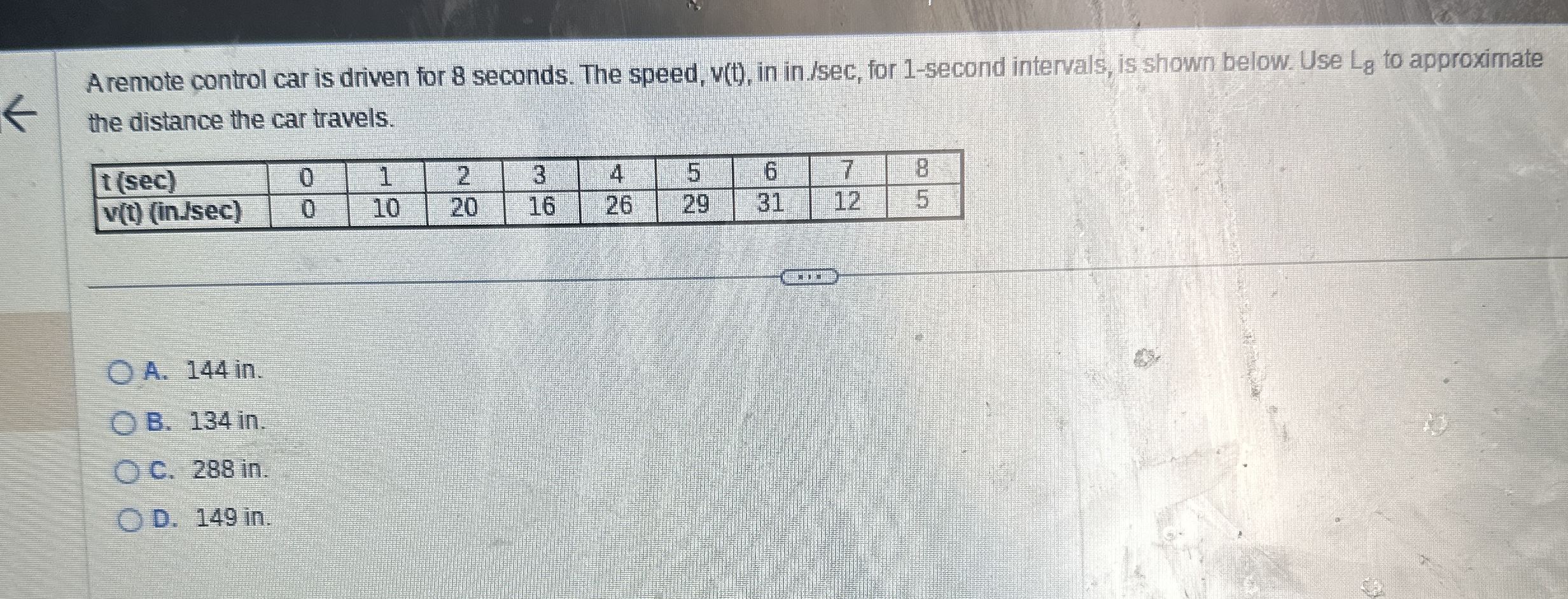 A remote control car is driven for 8 seconds. The