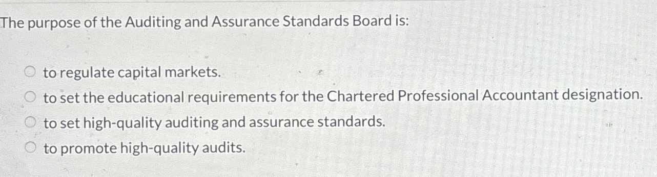 The purpose of the Auditing and Assurance