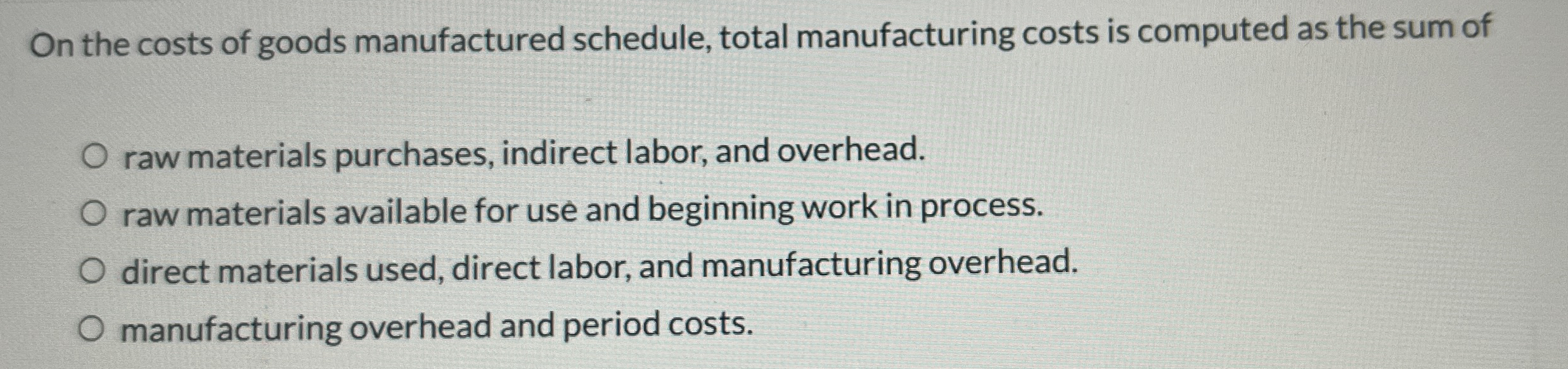 On the costs of goods manufactured schedule,