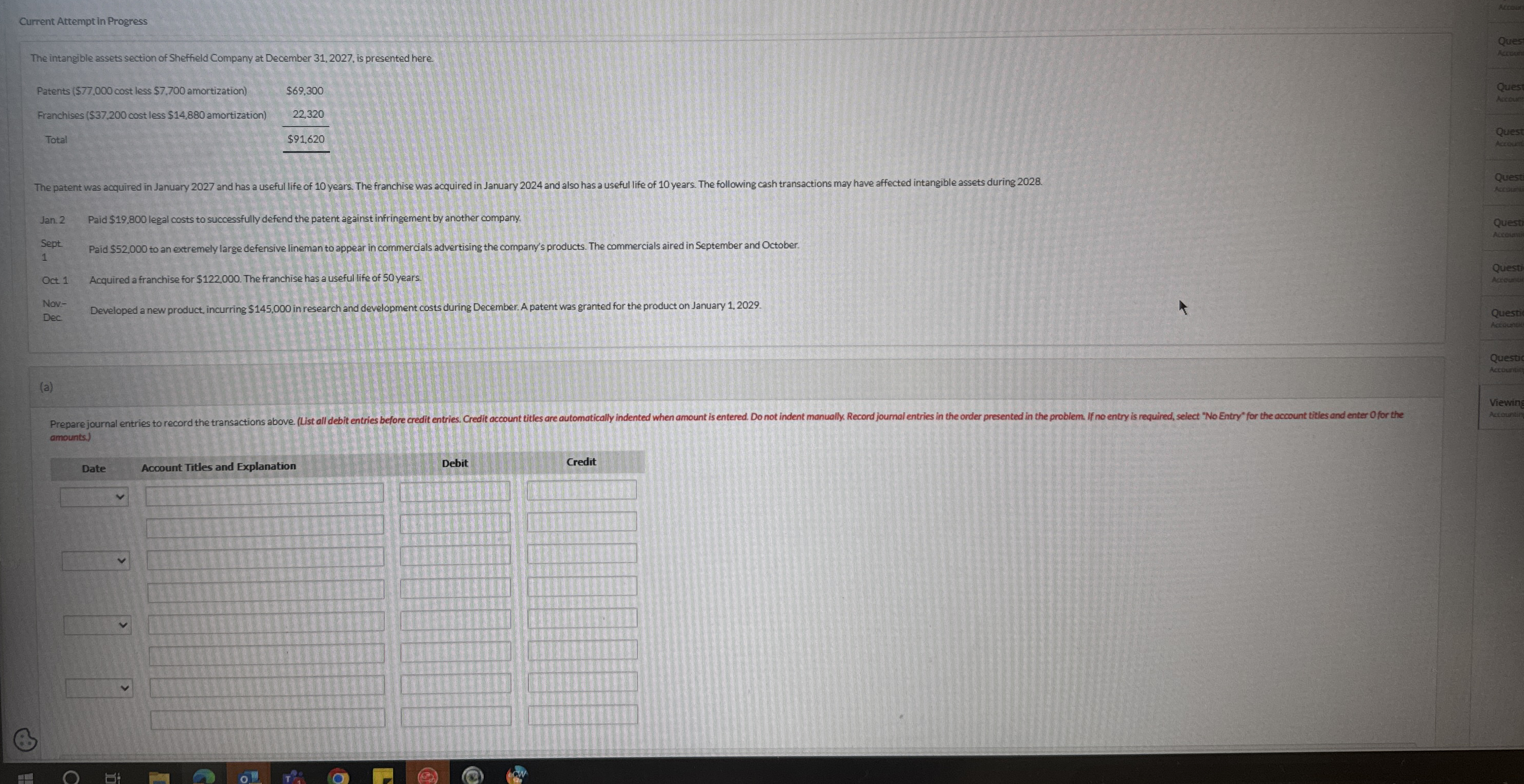 Current Attempt in Progress The intangible assets