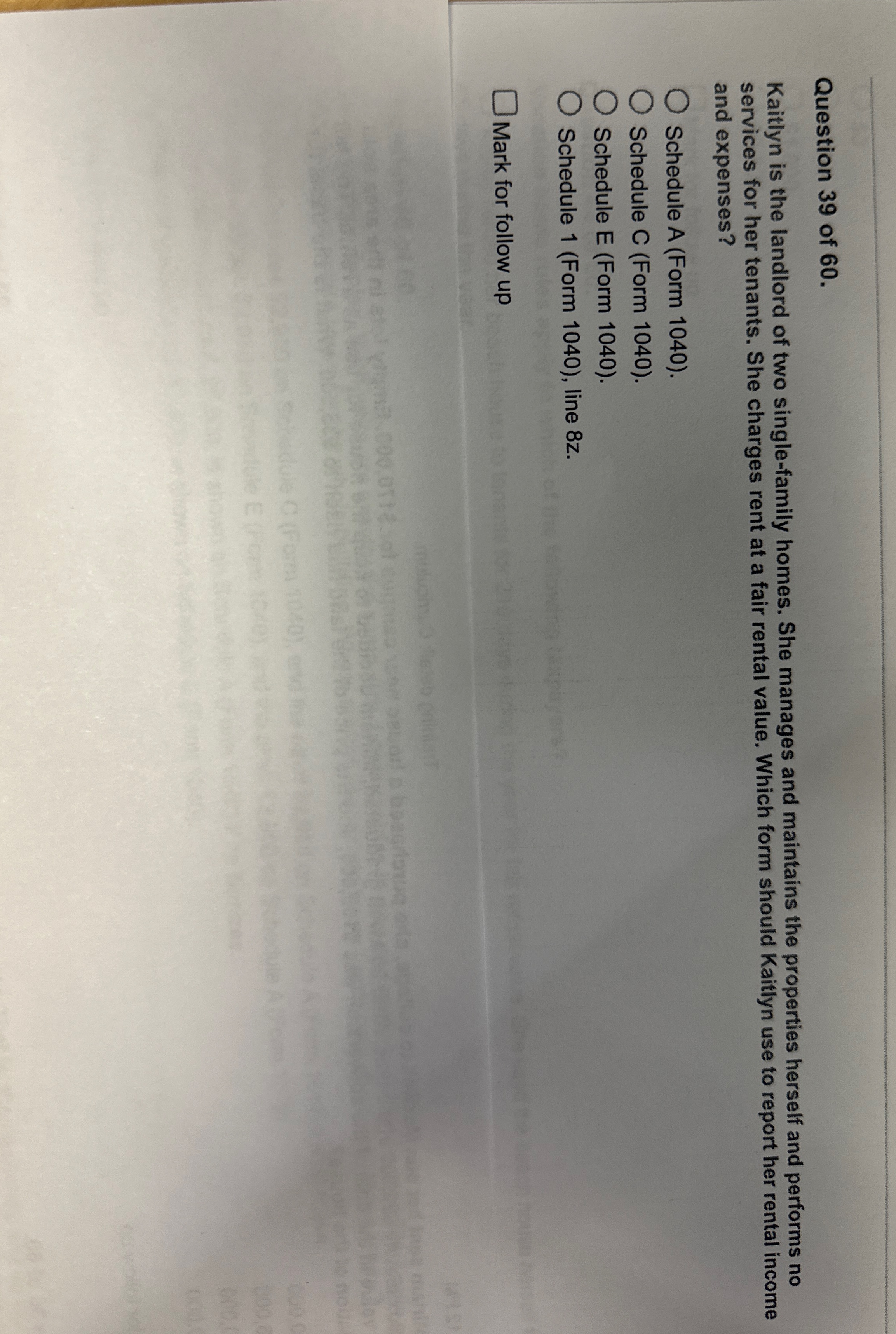 Question 3 9 of 6 0 . Kaitlyn is the landlord of